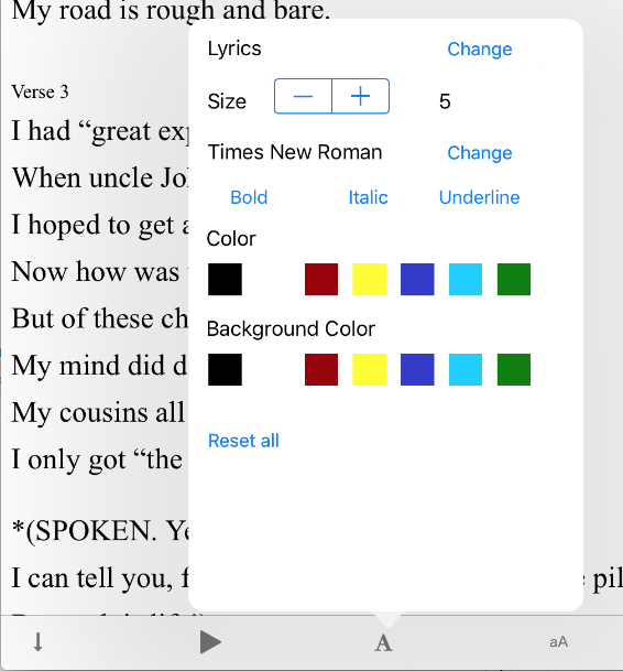 Change Text Popover in Setlist Helper for iOS