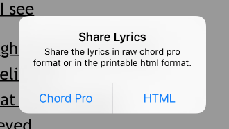 Share Lyrics Options in Setlist Helper for iOS