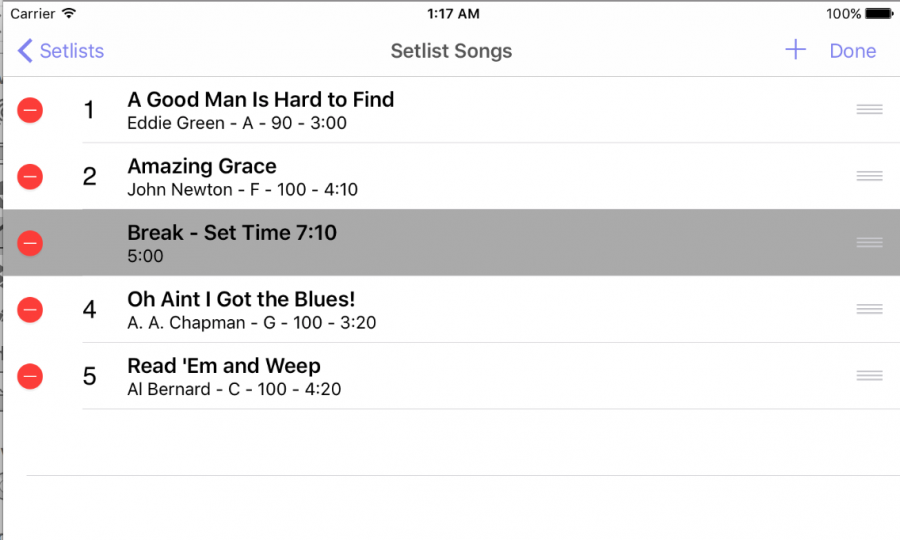 Working With Setlist Songs In Setlist Helper For IOS | Setlist Helper Help