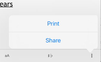 Print Share Menu in Setlist Helper for iOS